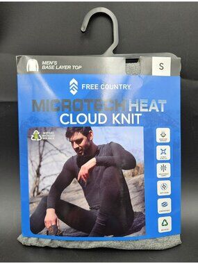 Free Country Mens Microtech Heat Cloud Knit Base Layer Top Size S Rocky Color